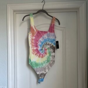 Multicolor Tie-Dye Ribbed Bodysuit